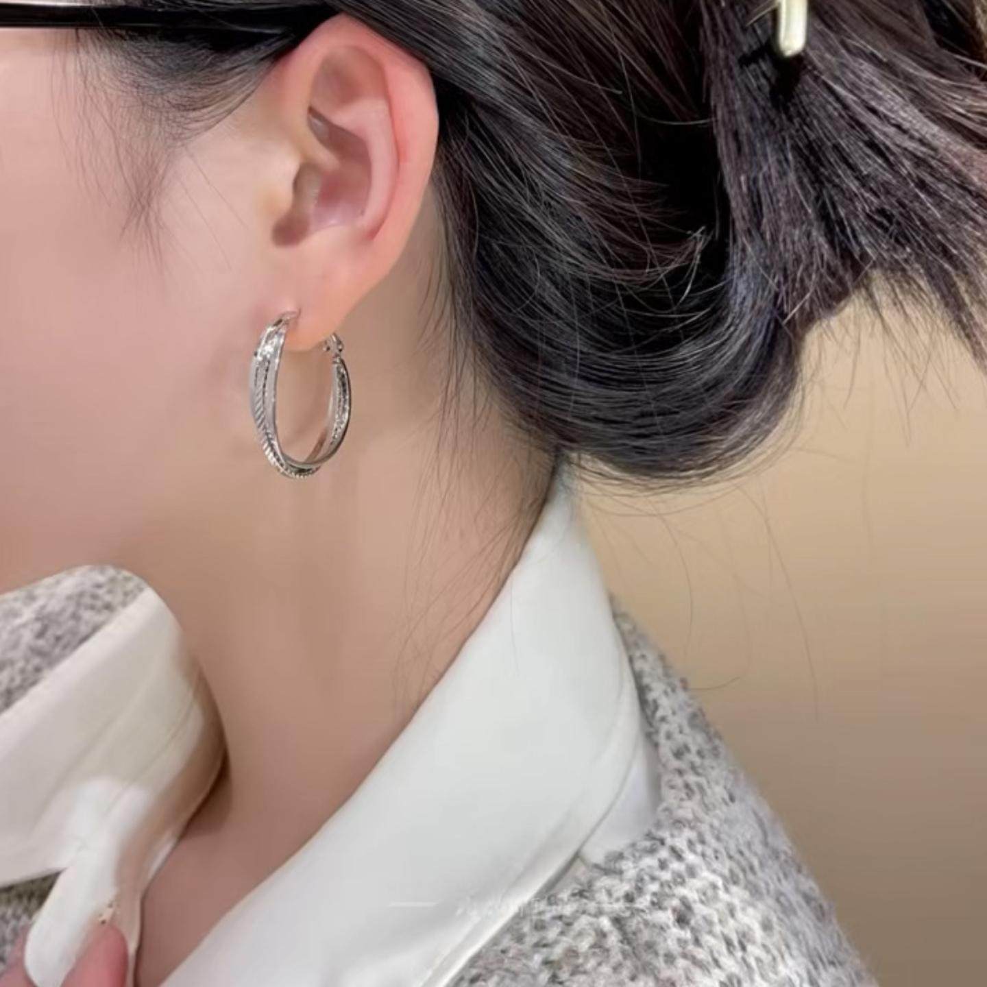 正品多层耳圈银耳环925银针耳饰银色圈耳钉轻奢时尚小众2025新款,淘宝优惠券,粉丝福利购,淘宝优惠卷