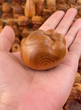 天然崖柏木雕爱心猫爪手把件卡通可爱猫爪家居装饰办公室解压摆件