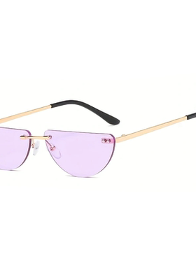 2025新款半圆形无框小红书同款眼镜个性潮流走秀街拍出片拍摄