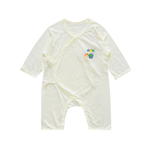 莫代尔婴儿衣服夏季薄款连体衣新生儿护肚系带睡衣夏天宝宝空调服 - 图3