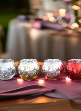 金色星空球形玻璃杯蜡烛台