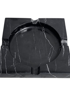 高级感天然大理石雪茄烟灰缸摆件