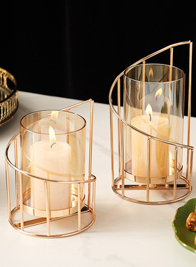 欧式浪漫金属柱形蜡烛烛台摆件