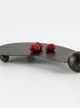 复古金属圆弧花器托盘桌面装饰品