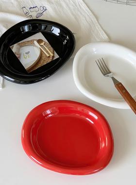 高颜值不规则椭圆胖嘟嘟陶瓷托盘