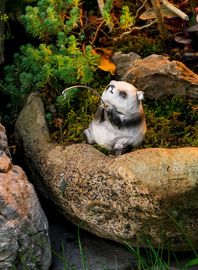 情绪稳定神器超萌小猫钓鱼小摆件