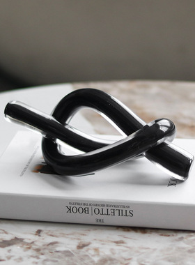 现代简约玻璃几何绳结装饰品摆件