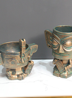 三星堆创意玄关钥匙收纳装饰摆件