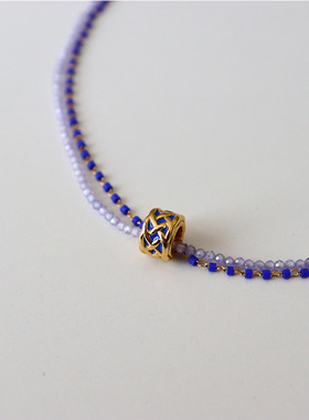 IceChic原创新中式彩色天然石叠戴女士串珠项链百搭高级感锁骨链