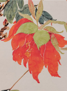 名画复制品慈禧太后花卉四条屏工笔花鸟画国画艺术微喷客厅装饰画