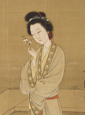 张纪人面桃花图仕女图国画