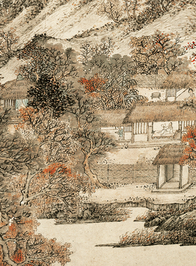高清复制王蒙秋山草堂图山水画
