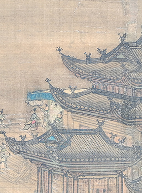 1:1袁江汉宫秋月界画工笔画山水画国画古代名画复制品客厅装饰画