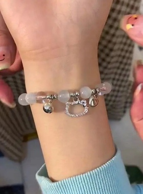 抖音同款kt猫爱心铃铛手链情侣手工串珠闺蜜手环送女友礼物学生党