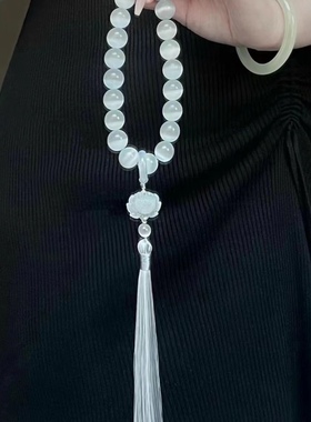 古风白月光•猫眼石手持佘太翠汉服流苏手捻绕指解压手串男女同款