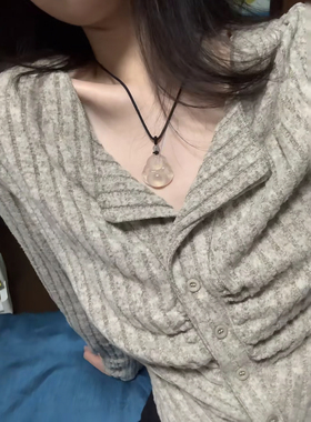 天然玉髓大肚佛吊坠项链平安编织黑绳弥勒佛简约锁骨链送闺蜜礼物