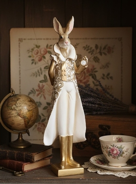 欧式复古礼服兔子客厅装饰摆件