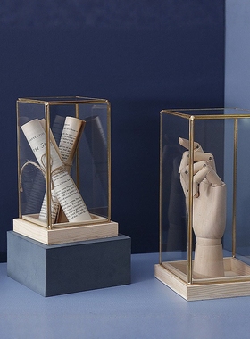 简约黄铜玻璃罩摆件拍摄道具