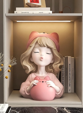 奶油风女孩存钱罐笔筒摆件收纳桶