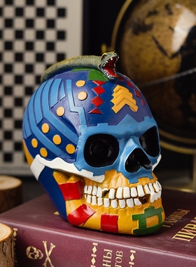 朋克风万圣节仿真骷髅头装饰摆件