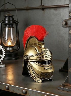 复古仿真金色头盔模型中世纪摆件