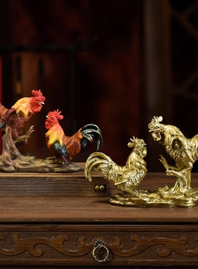 新中式公鸡雕塑客厅摆件庭院布置