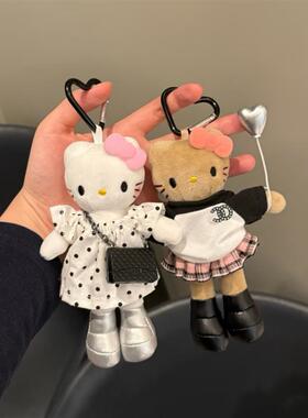 日本可爱黑皮长腿kt潮流凯蒂猫公仔挂饰挂件玩偶包挂钥匙扣女