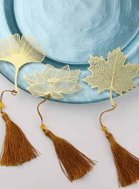 黄铜莲花迷你摆件流苏小饰品餐扣