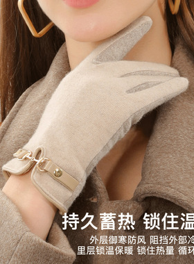冬季保暖手套女加绒加厚防风手套户外骑行徒步舒适时尚休闲手套潮