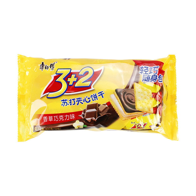 康师傅3 2苏打夹心饼干香草巧克力味 300克