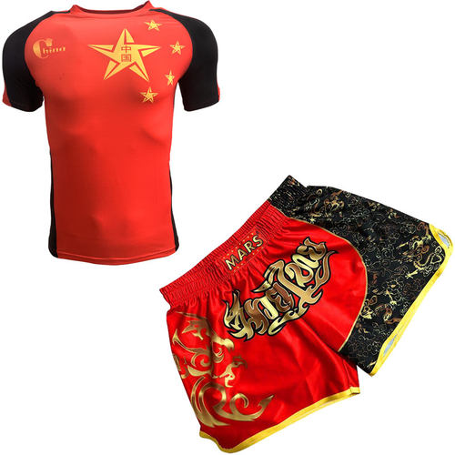 泰拳短裤套装散打紧身衣MMA搏击武术速干T恤UFC拳击健身儿童定制 - 图3