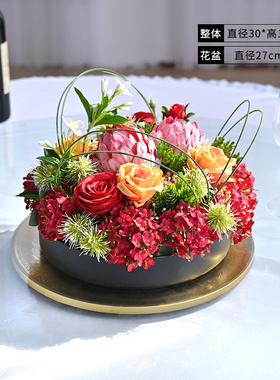 酒店圆桌餐桌花摆花仿真花大圆桌