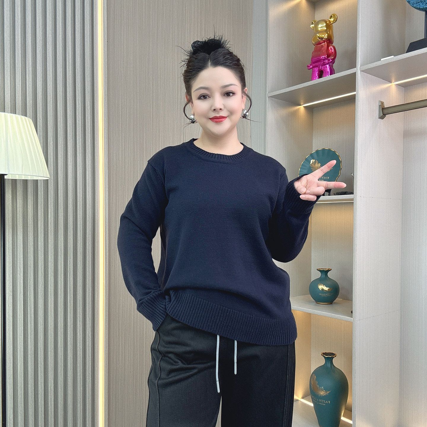 大码女装正肩圆领基础简约秋冬纯色针织毛衣胖mm慵懒风内搭打底衫,淘宝优惠券,粉丝福利购,淘宝优惠卷