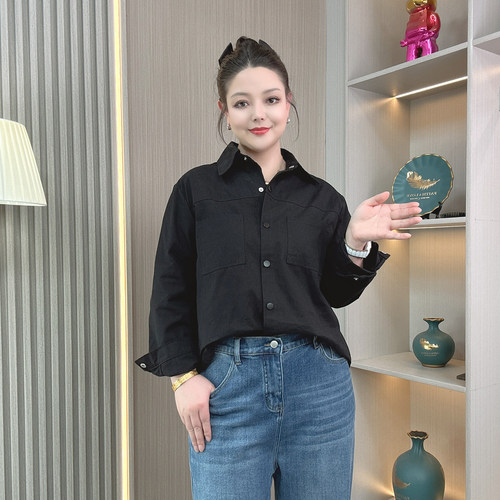 宽松衬衫外套女春秋装2026新款大码胖mm显瘦衬衣时尚洋气开衫上衣 - 图2