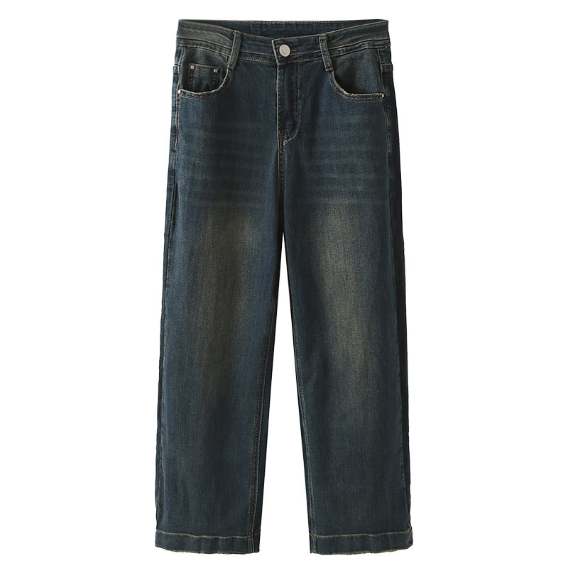 秋季新款大码女装直筒牛仔裤女胖mm宽松显瘦弹力百搭休闲九分裤子,淘宝优惠券,粉丝福利购,淘宝优惠卷