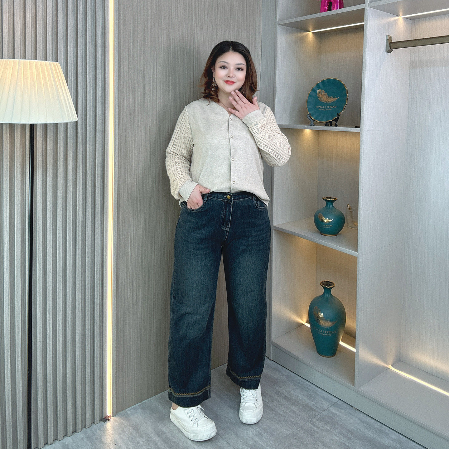 春秋新款胖mm高腰百搭显瘦复古大码直筒牛仔裤小众九分烟管裤子女 - 图1