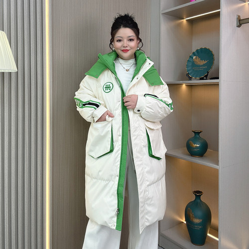 大码胖mm保暖羽绒服女中长款冬季新款时尚宽松显瘦白鸭绒加厚外套 - 图2