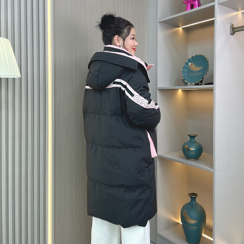 大码胖mm保暖羽绒服女中长款冬季新款时尚宽松显瘦白鸭绒加厚外套 - 图3