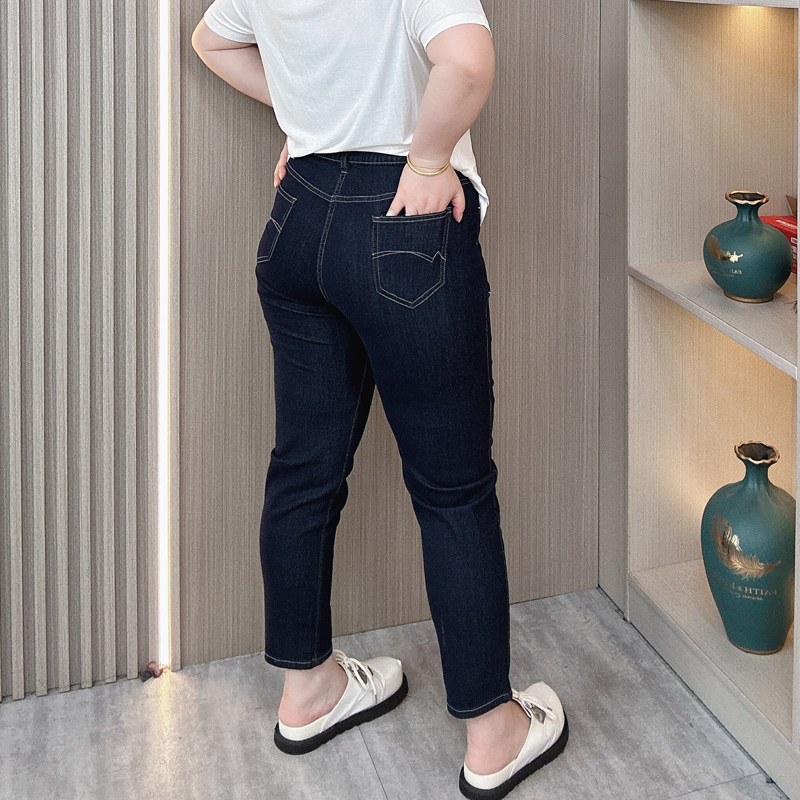 大码薄款牛仔裤女夏装新款胖mm高腰显瘦弹力休闲遮跨九分哈伦裤子,淘宝优惠券,粉丝福利购,淘宝优惠卷
