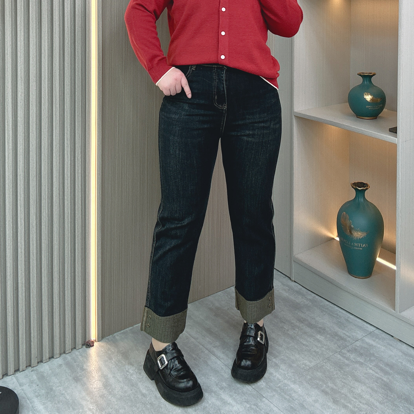 大码烟管裤女2025年秋装新款胖mm高腰显瘦爆款直筒牛仔裤九分裤子 - 图0