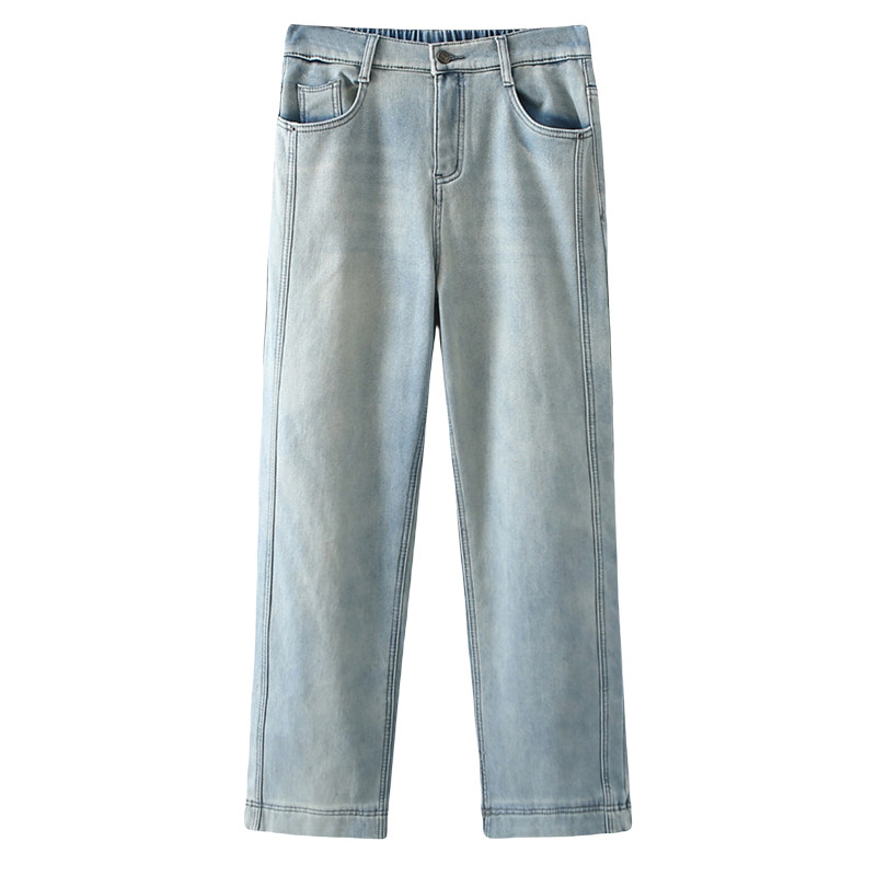 大码复古阔腿牛仔裤女秋冬加绒胖mm宽松显瘦梨形身材窄版直筒裤子,淘宝优惠券,粉丝福利购,淘宝优惠卷