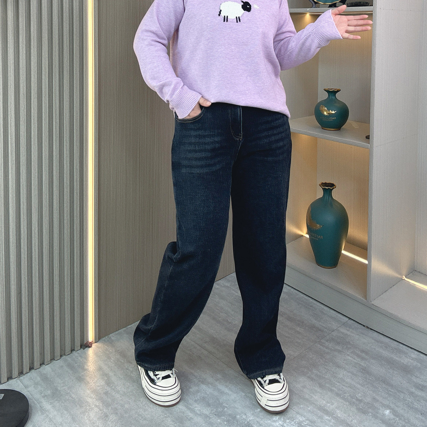 冬季加绒加厚保暖牛仔裤女大码胖mm200斤显瘦高腰弹力直筒阔腿裤,淘宝优惠券,粉丝福利购,淘宝优惠卷