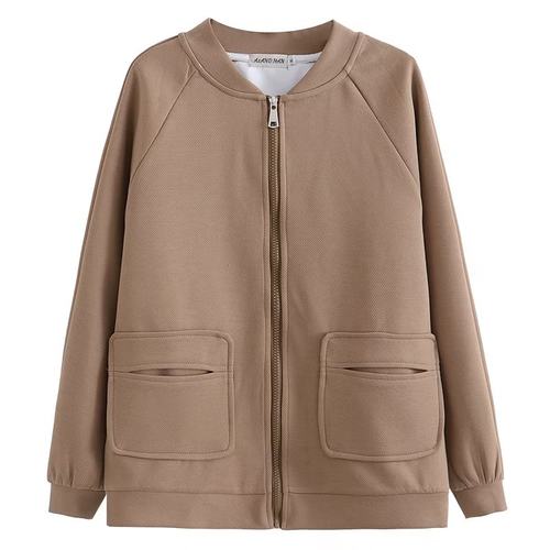 棒球服夹克女短款外套宽松大码胖mm春装休闲开衫时尚减龄长袖上衣 - 图3