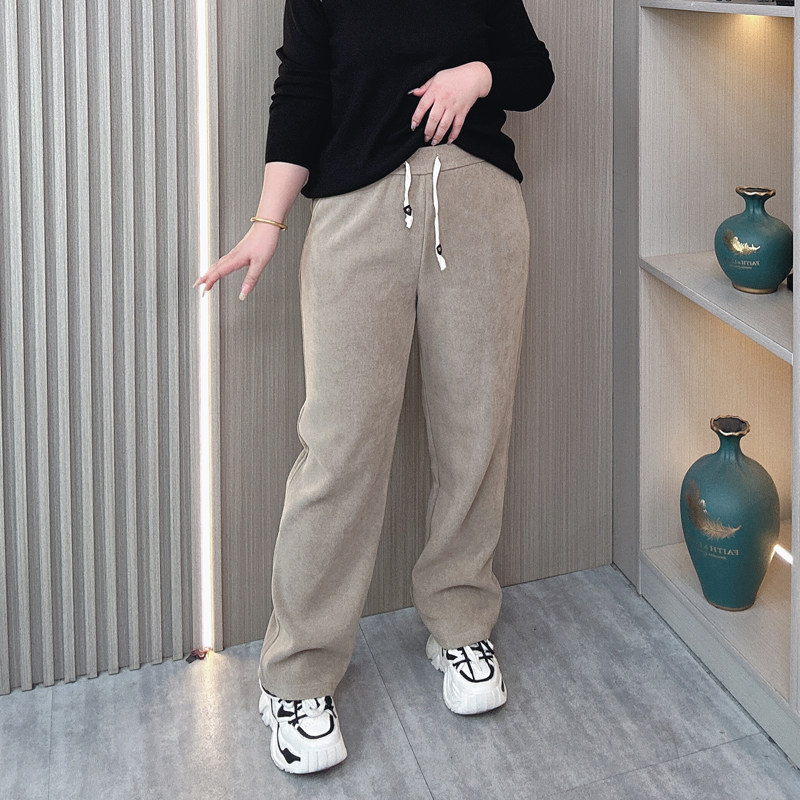 大码女装秋冬新款雪尼尔阔腿裤女胖mm宽松显瘦松紧腰休闲直筒裤子,淘宝优惠券,粉丝福利购,淘宝优惠卷