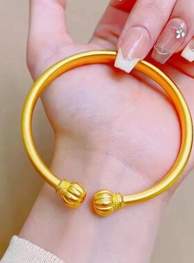 手镯女古法磨砂时尚开口南瓜蒜头实心合金镯子送女友礼物