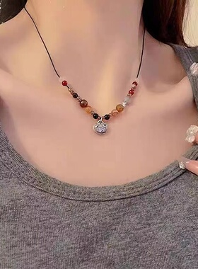 其他合金女山茶花新中式吊坠项链