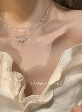 轻奢小众蛇骨橄榄珠项链女高级设计感颈链简约气质百搭锁骨链配饰