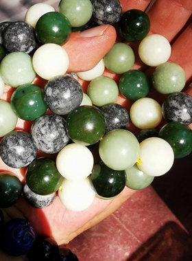 和田玉多宝手串16毫米大珠 男款手链 碧玉青天然玉石打磨视频看货