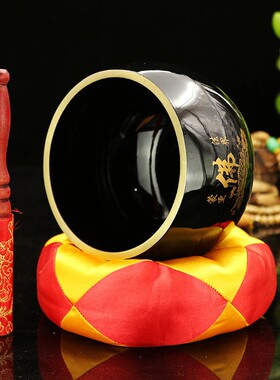 室内佛堂用品4-12寸加厚莲花铜磬铜庆铛子引磬佛音碗静心钵盂铜砵