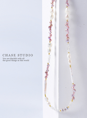 天然萤石+珍珠项链女小众设计感